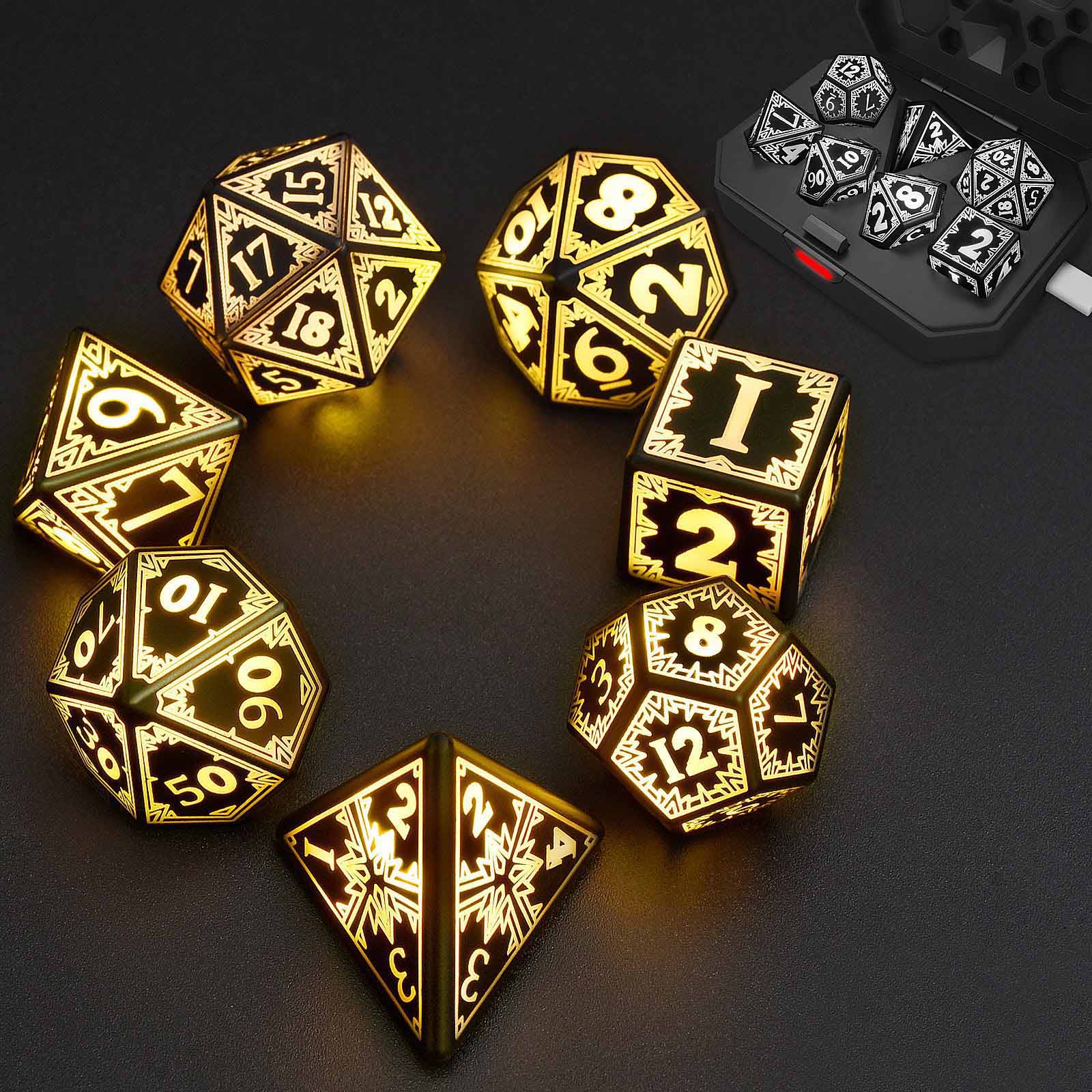 7 PCS LED Electronic Dices DND Dice Set for RPG Game Polyhedral Black –  Victorydice