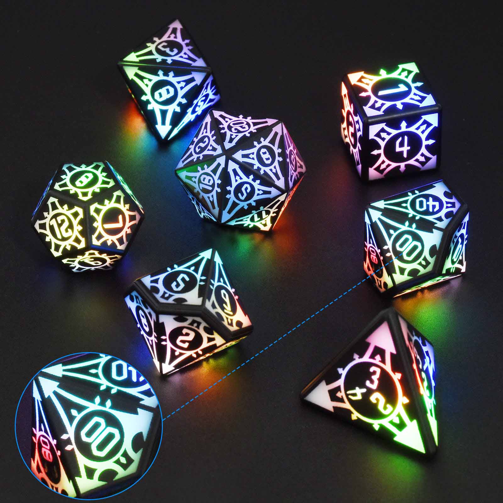 Colored Light LED Dice Set for Tabletop MTG Pathfinder Role Playing ...