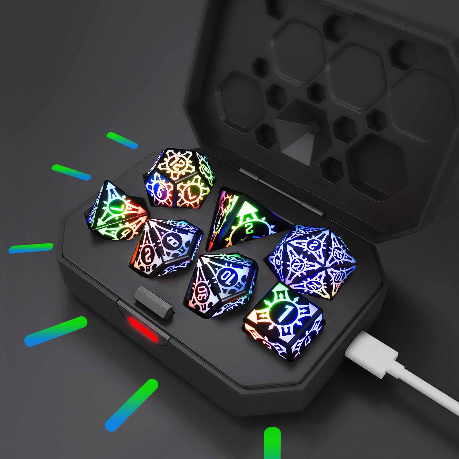Colored Light LED Dice Set for Tabletop MTG Pathfinder Role Playing ...