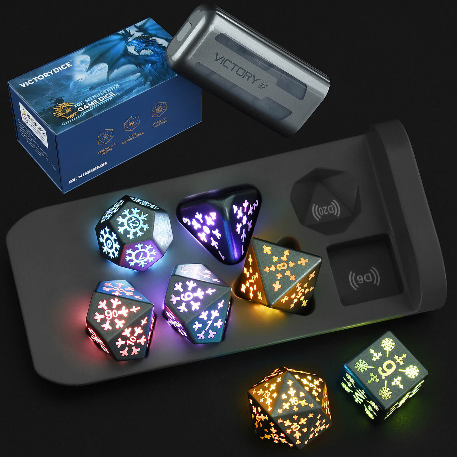 Flashing LED DND Dice Set for Dungeons and Dragons Role Playing ...